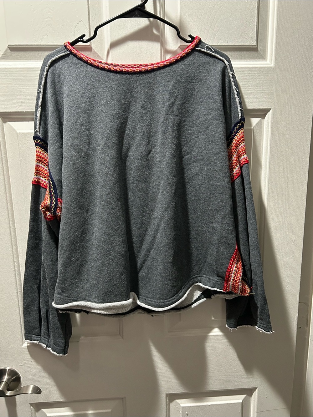 Natural Life Women’s Knit Trim Raw Edge Sweatshirt Size L/XL